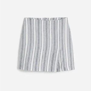 Madewell Single Pleat Linen Mini Skirt in Stripe